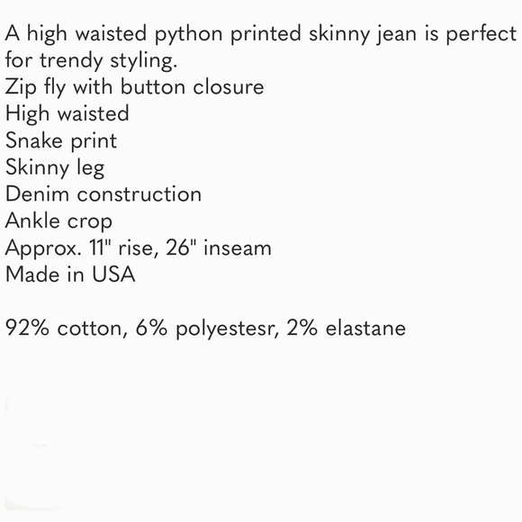 FRAME Ali High Rise Cigarette Python Print Jeans Sz 29 - Picture 9 of 9